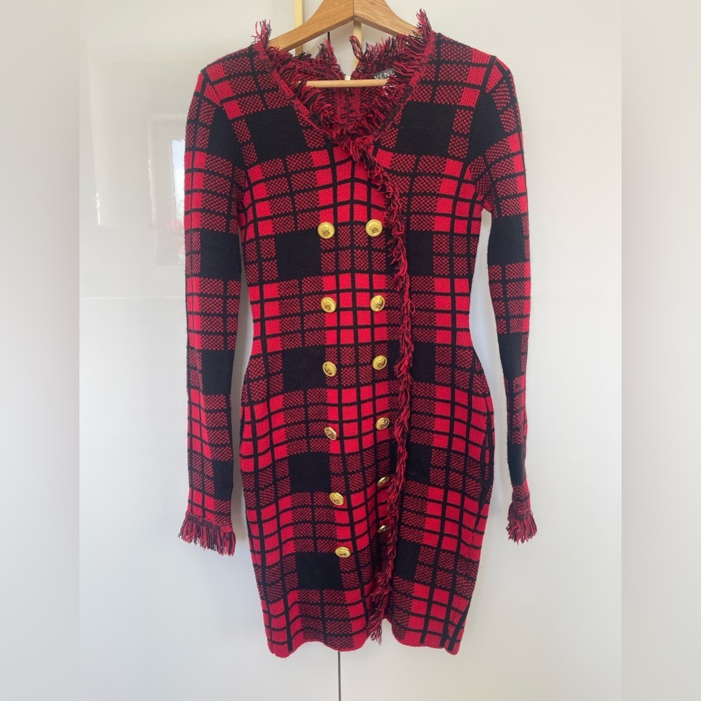 Venus tartan plaid knit sweater dress